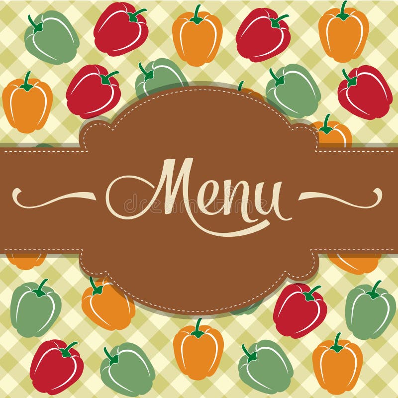 Restaurant Menu Design with Sweet Peppers Stock Vector Illustration