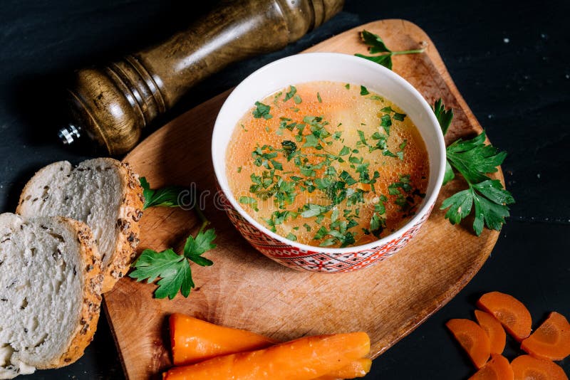 Restaurant menu details with chicken soup and ingredients royalty free stock photo Restaurant menu details with chicken soup and ingredients royalty free stock photo