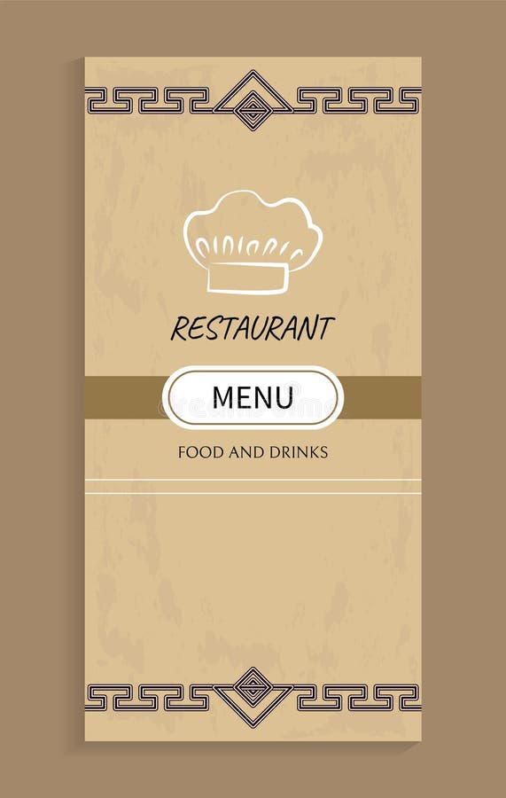 Restaurant Menu Food and Drinks Design, Chef Hat Stock Vector