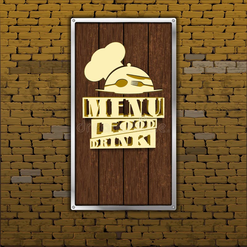 Restaurant Menu Old Brick Wall Wood Sheet Stock Vector Illustration