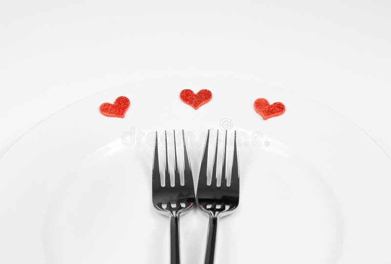 Restaurant series, valentine day dinner on white background.