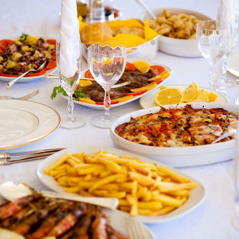 Restaurant Serving with Dishes and Food Stock Image - Image of gourmet