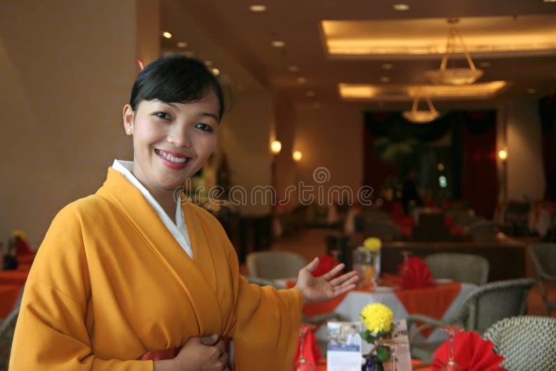 Restaurant staff in kimono