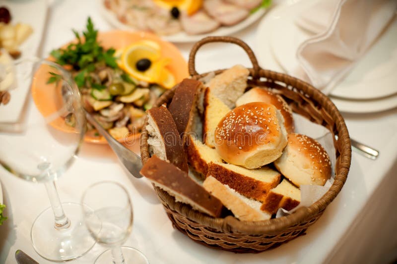 Bread in a basket stock photo. Image of delicious, breakfast 30272180