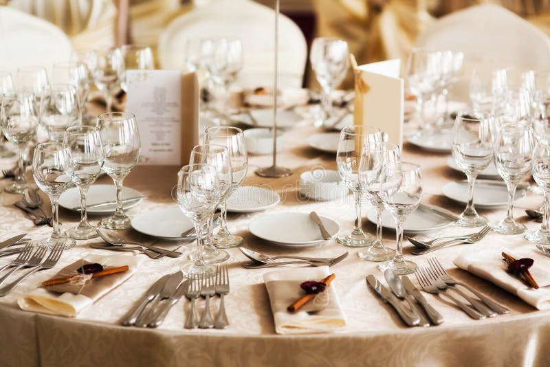 Restaurant table set up for event