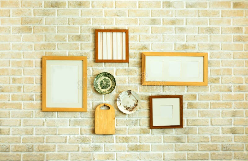 Restaurant White Brick Wall Decoration Stock Image Image of room