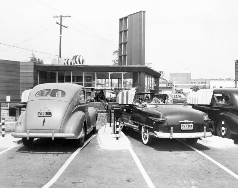 Drive-in restaurant 'The Track', Los Angeles, CA, July 10, 1948 (All persons depicted are no longer living and no estate exists. Supplier grants that there will be no model release issues. ). Drive-in restaurant 'The Track', Los Angeles, CA, July 10, 1948 (All persons depicted are no longer living and no estate exists. Supplier grants that there will be no model release issues. )
