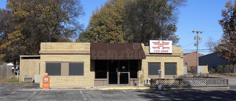 Restaurante do café das estradas transversaas, Memphis ocidental, Arkansas fotos de stock Restaurante do café das estradas transversaas, Memphis ocidental, Arkansas fotos de stock