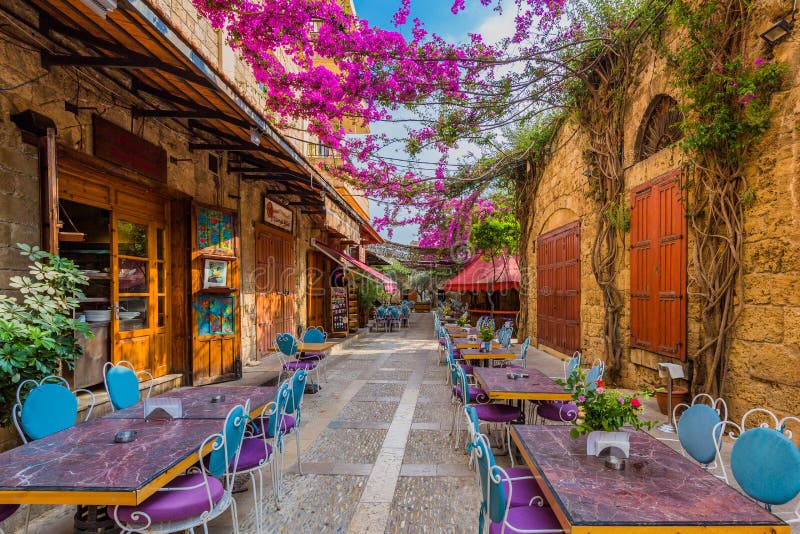 Restaurants of Old Souk Byblos Jbeil in Lebanon Middle east. Restaurants of Old Souk Byblos Jbeil in Lebanon Middle east