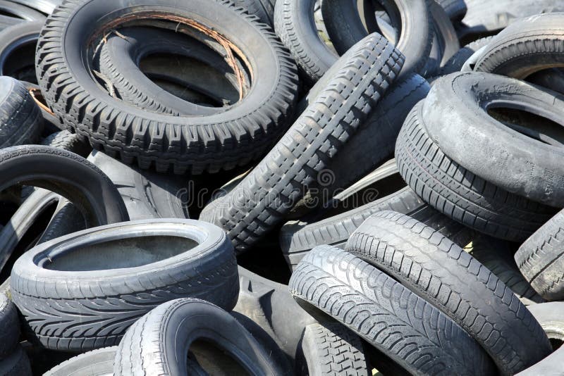 Detail of a scrap tire dump with different types of tires. Detail of a scrap tire dump with different types of tires