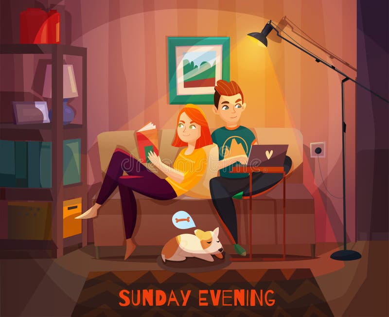 Resto da noite da ilustração dos pares ilustração do vetor Resto da noite da ilustração dos pares ilustração do vetor