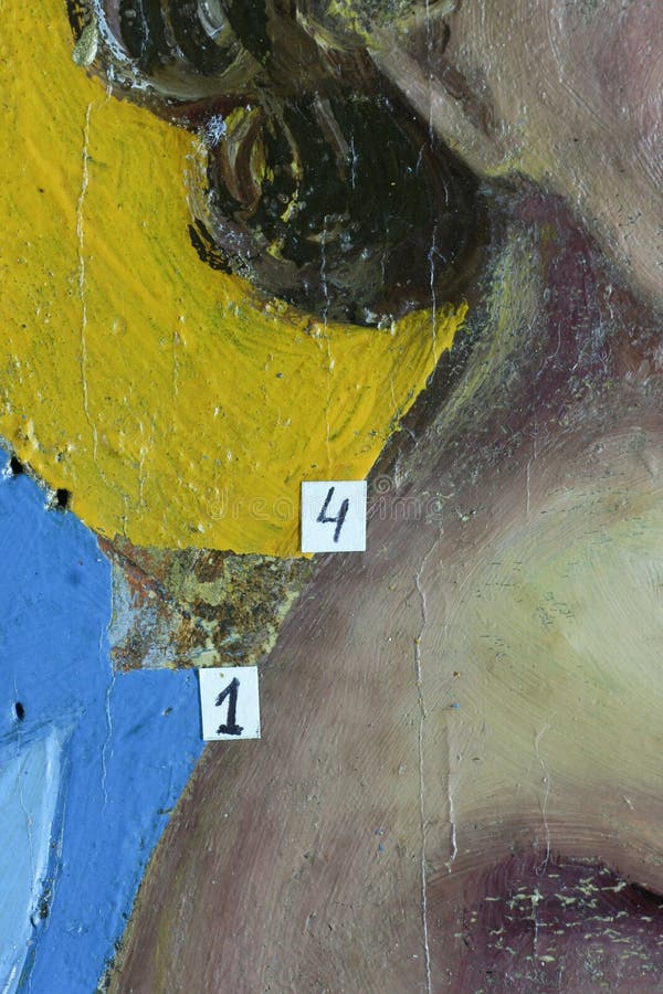 Restoration of Painting. Fragment with Probing in the Process of