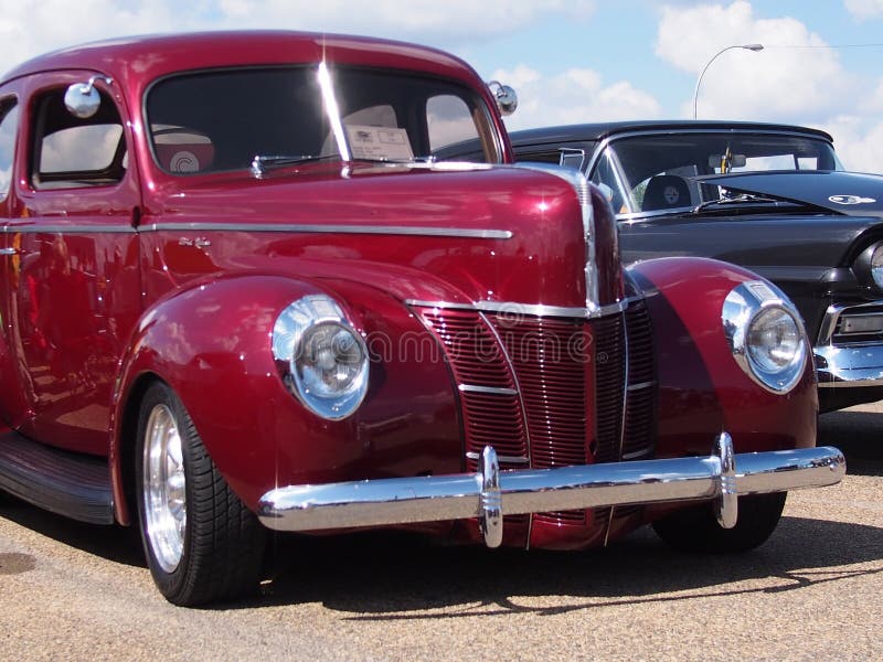 Restored Antique Red Car editorial stock image. Image of shiny - 42169104