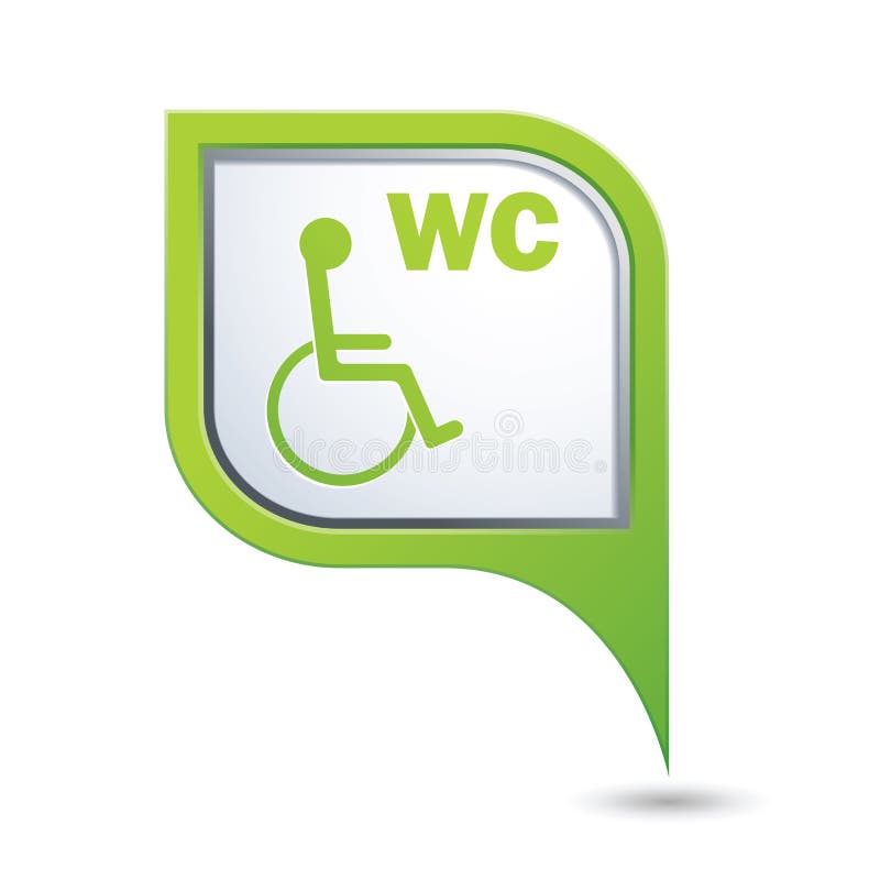 Restroom Icon and Wheelchair Symbol on the Map Pointer Stock Vector