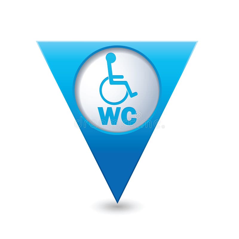 Restroom Icon and Wheelchair Symbol on the Map Pointer Stock Vector
