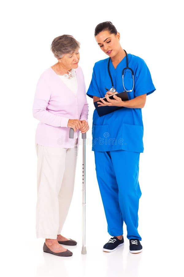 Nurse explaining medical test result to senior patient. Nurse explaining medical test result to senior patient