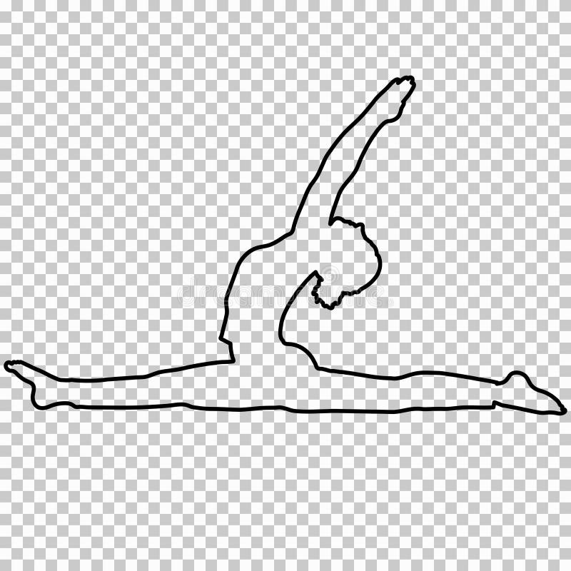 Resuma la figura mujer que hace estirando las piernas, fractura en el fondo transparente, muchacha de la silueta contratada en gi ilustración del vector Resuma la figura mujer que hace estirando las piernas, fractura en el fondo transparente, muchacha de la silueta contratada en gi ilustración del vector