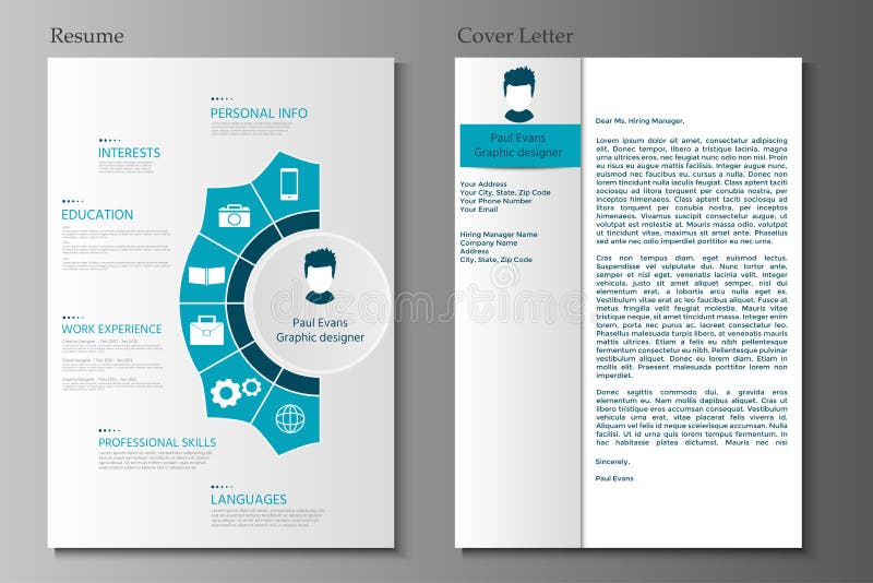 Resume and Cover letter collection. Modern CV set with Infograp royalty free illustration Resume and Cover letter collection. Modern CV set with Infograp royalty free illustration