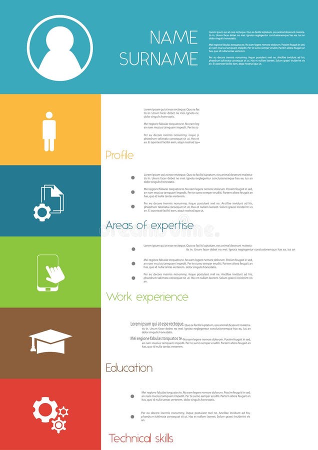 Resume / CV Template Design with Tabs Stock Vector Illustration of