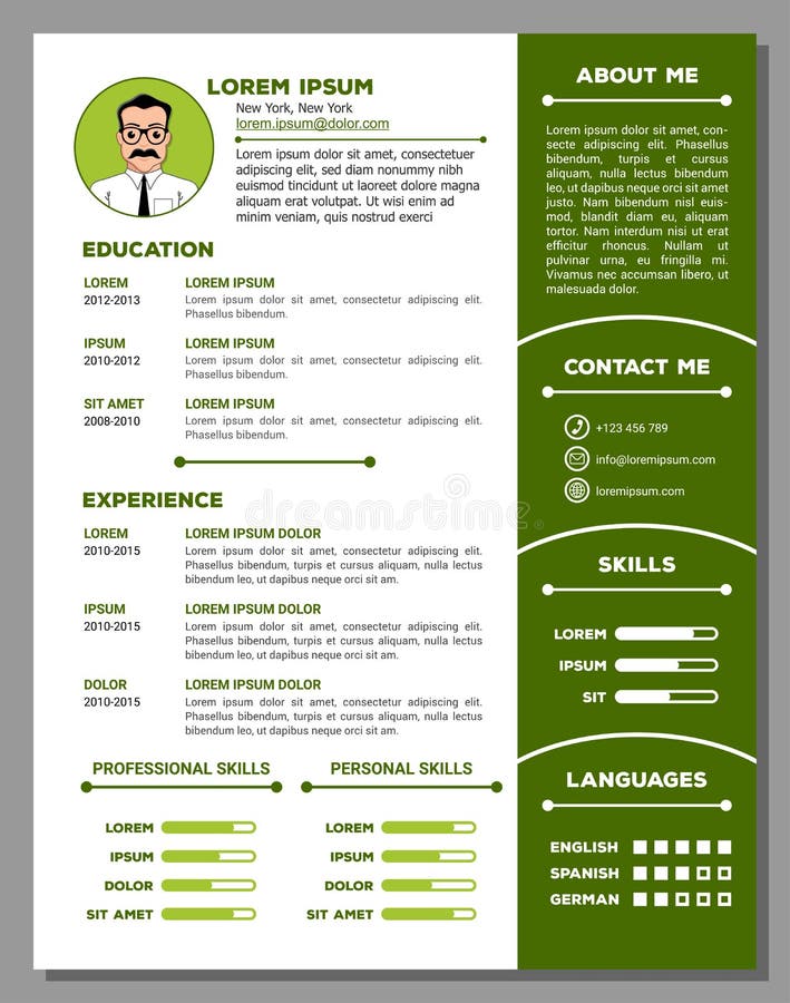 Resume and CV Template with Nice Minimalist Design and Realistic Pen. Stock Vector