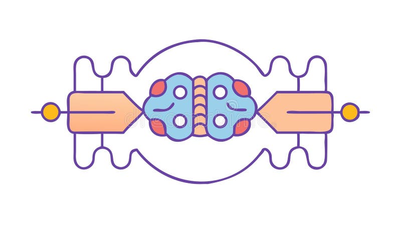 Resumen Conexión neural y diseño vectorial de flujo de información Generación de IA stock de ilustración