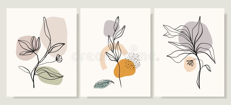 Resumen de carteles de arte de línea minimalista/arte de pared/tarjetas con formas orgánicas de doodle
