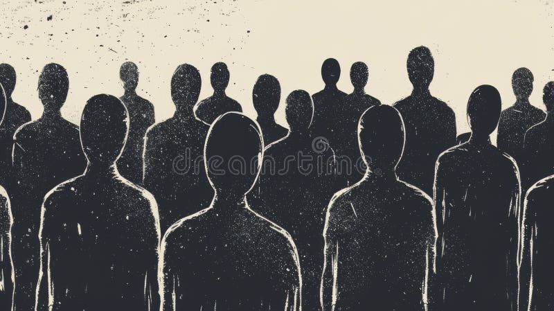 Resumen de multitud sin rostro en composición de textura oscura fotos de archivo