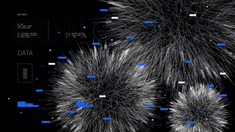 Resumen futurista big data holograma renderizar información nubes análisis y procesamiento de fondo de la tecnología libre illustration