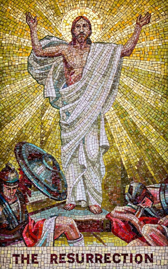 Mosaico raffigurante Gesù Cristo, risurrezione, dopo essere morto per tre giorni.