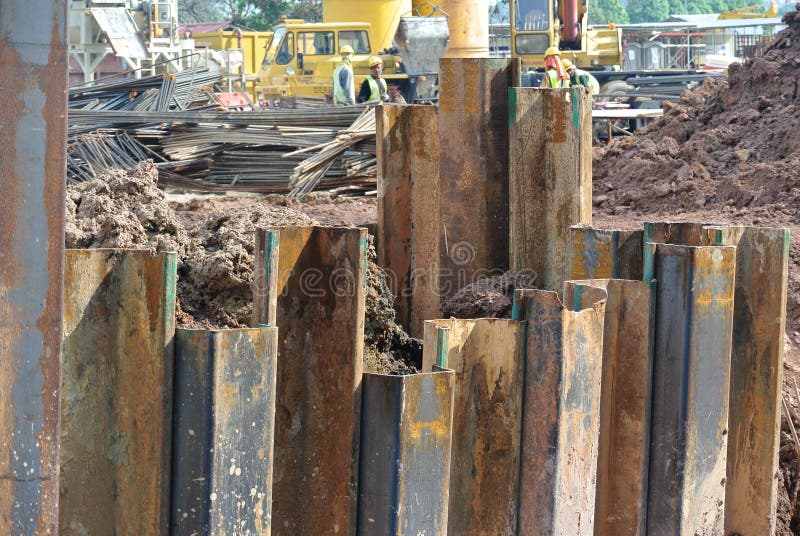 Retaining Wall Steel Sheet Pile Stock Image Image of building, heavy 59704755