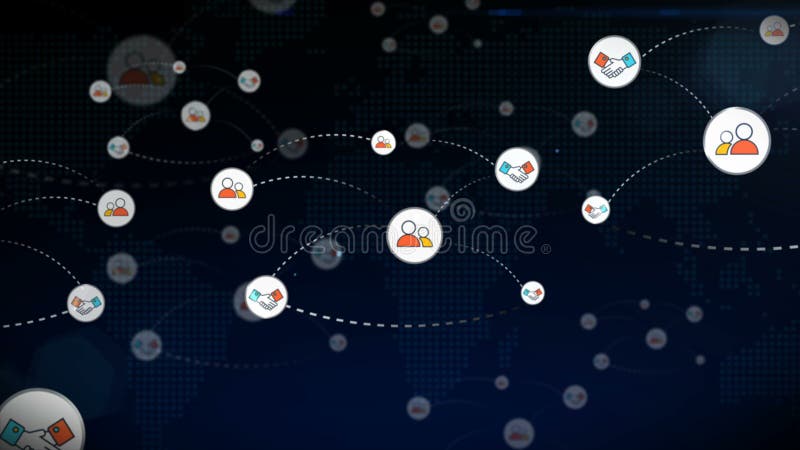 Rete di animazione della gente che si uniscono e della cooperazione del partner di lavoro di squadra che cresce rapidamente nei m illustrazione vettoriale