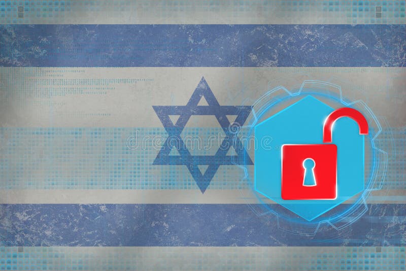 Rete di Israele sprotetta Concetto della difesa della rete illustrazione di stock Rete di Israele sprotetta Concetto della difesa della rete illustrazione di stock