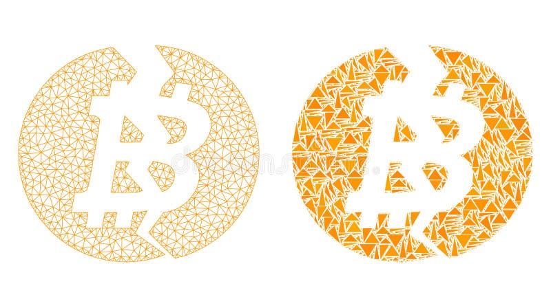 Rete poligonale Mesh Broken Bitcoin ed icona del mosaico illustrazione vettoriale Rete poligonale Mesh Broken Bitcoin ed icona del mosaico illustrazione vettoriale