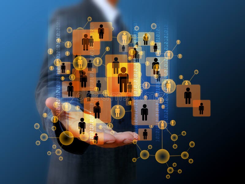 Rete sociale della tenuta dell'uomo d'affari immagine stock Rete sociale della tenuta dell'uomo d'affari immagine stock