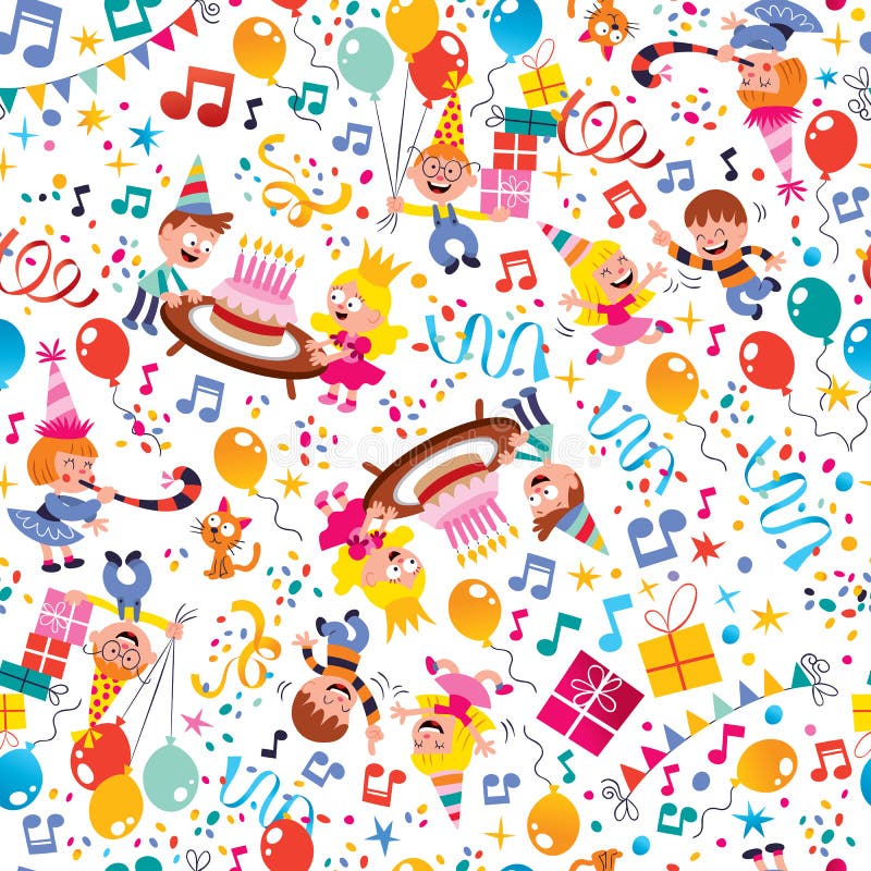 Reticolo del partito dei bambini di buon compleanno illustrazione vettoriale