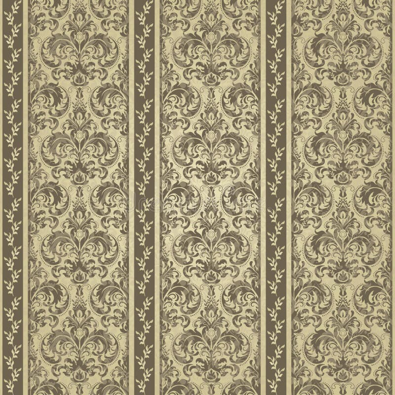 Reticolo floreale Barocco della carta da parati, damasco Colore dell'oro royalty illustrazione gratis Reticolo floreale Barocco della carta da parati, damasco Colore dell'oro royalty illustrazione gratis