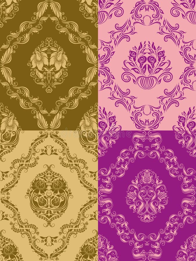 Reticolo floreale senza giunte del damasco illustrazione vettoriale Reticolo floreale senza giunte del damasco illustrazione vettoriale