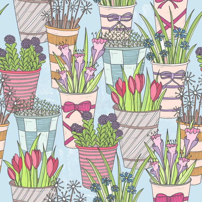 Reticolo floreale senza giunte sveglio Modello con i fiori in secchi illustrazione di stock Reticolo floreale senza giunte sveglio Modello con i fiori in secchi illustrazione di stock