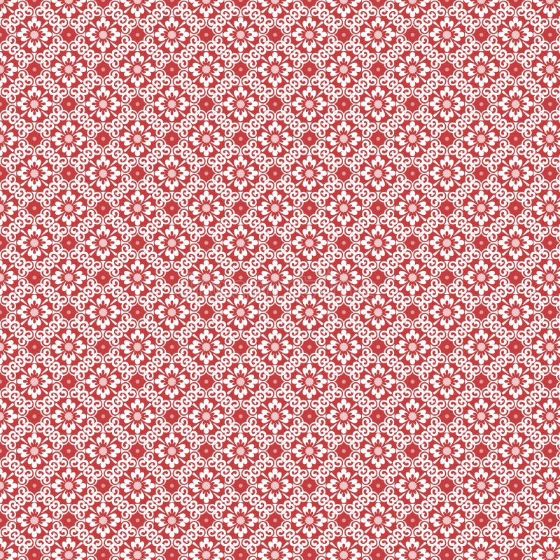 Red and white vintage damask repeat pattern featuring flowers and swirls. Has a Christmas or holiday feel. Red and white vintage damask repeat pattern featuring flowers and swirls. Has a Christmas or holiday feel.