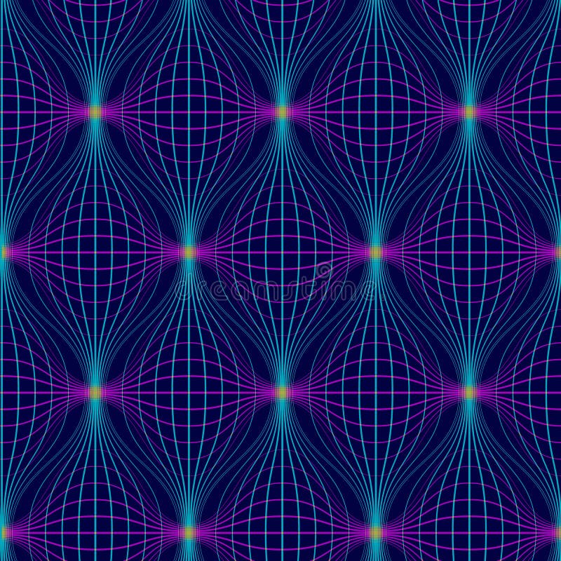 Reticolo senza giunte astratto Fondo geometrico al neon con le linee Ripetizione della griglia digitale del filo di ordito royalty illustrazione gratis Reticolo senza giunte astratto Fondo geometrico al neon con le linee Ripetizione della griglia digitale del filo di ordito royalty illustrazione gratis