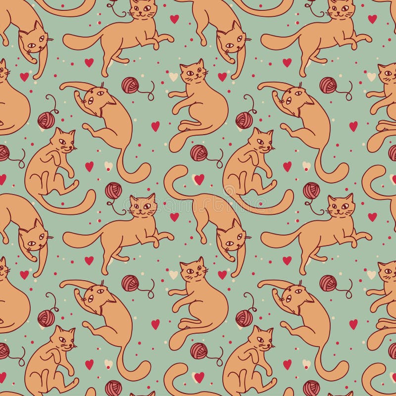 Reticolo senza giunte con i gatti svegli illustrazione vettoriale Reticolo senza giunte con i gatti svegli illustrazione vettoriale