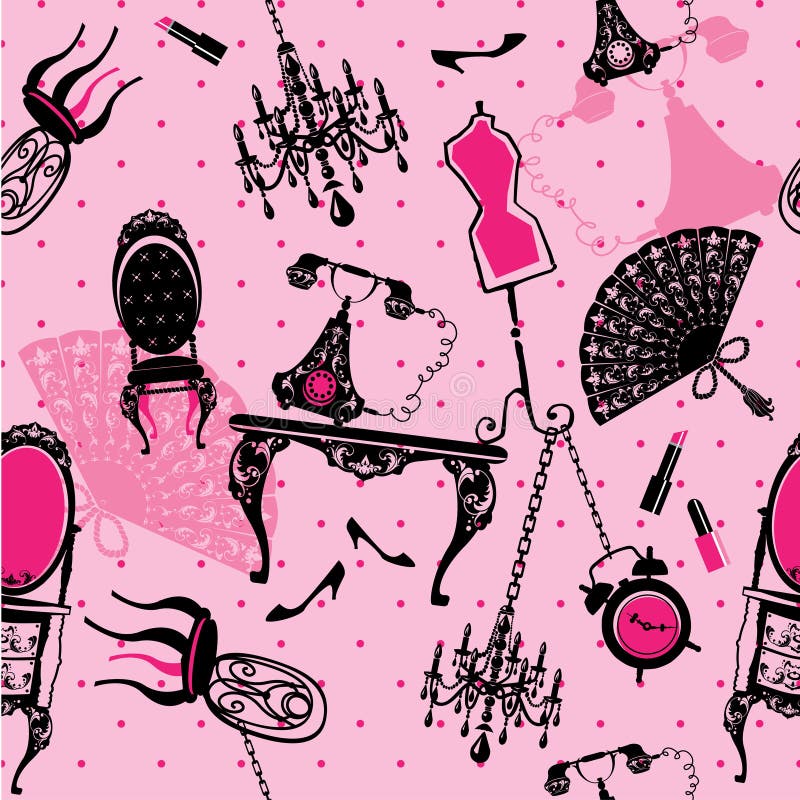 Reticolo senza giunte con mobilia antica illustrazione vettoriale Reticolo senza giunte con mobilia antica illustrazione vettoriale