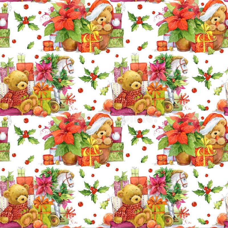 Reticolo senza giunte di natale Orso sveglio illustrazione di stock Reticolo senza giunte di natale Orso sveglio illustrazione di stock