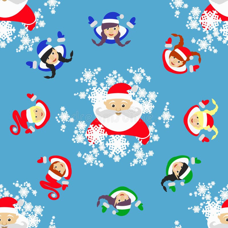 Reticolo senza giunte Festa di Natale del ` s del nuovo anno Santa Claus, un devushkasant e l'elfo nel cerchio un'illustrazione a illustrazione vettoriale Reticolo senza giunte Festa di Natale del ` s del nuovo anno Santa Claus, un devushkasant e l'elfo nel cerchio un'illustrazione a illustrazione vettoriale