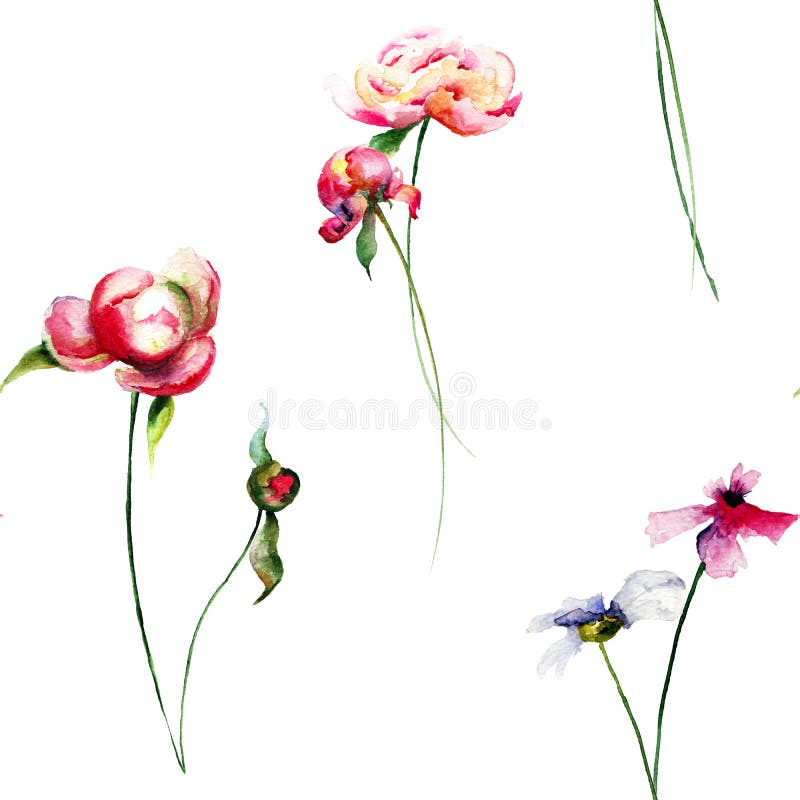 Reticolo senza giunte floreale illustrazione vettoriale Reticolo senza giunte floreale illustrazione vettoriale