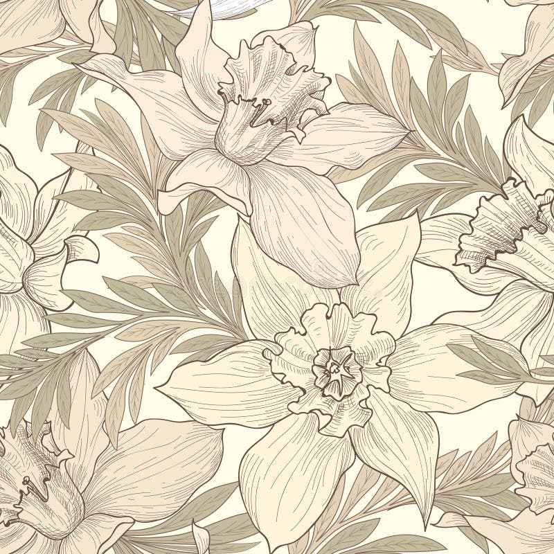 Reticolo senza giunte floreale Fondo di scarabocchio del fiore Engra floreale royalty illustrazione gratis Reticolo senza giunte floreale Fondo di scarabocchio del fiore Engra floreale royalty illustrazione gratis