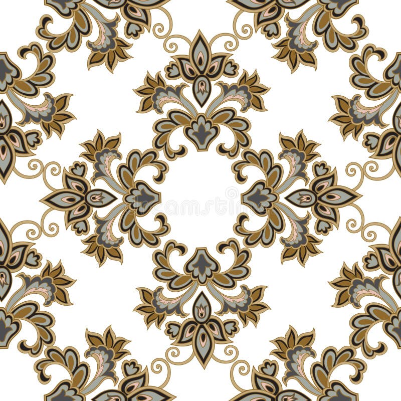 Reticolo senza giunte floreale Priorità bassa del fiore Ornamento floreale delle mattonelle royalty illustrazione gratis Reticolo senza giunte floreale Priorità bassa del fiore Ornamento floreale delle mattonelle royalty illustrazione gratis