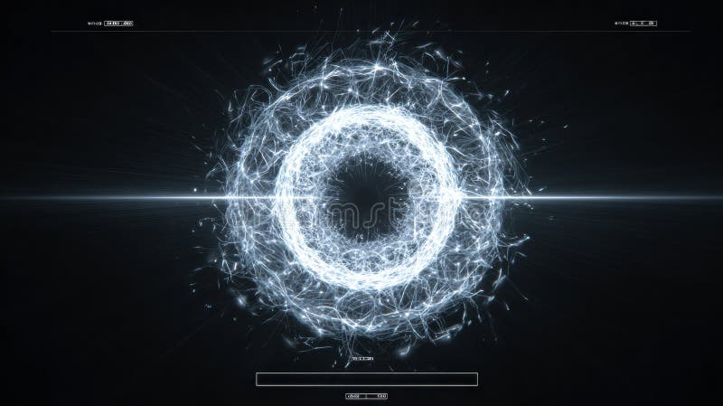 Retina Scan Visualization Featuring Advanced HUD Elements With Clear Text Area at the Bottom for Data Input or stock photography