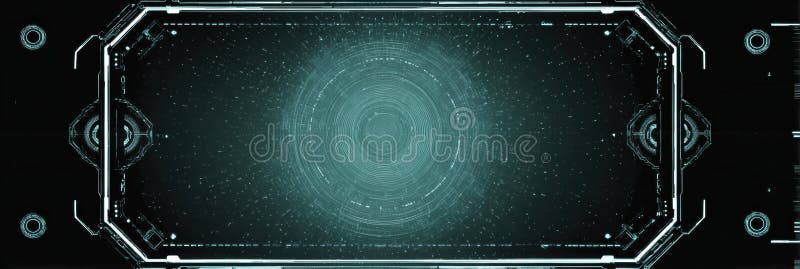 Futuristic Retina Scan Visualization Featuring Advanced HUD Elements With a Blank Area for Text at the Bottom royalty free stock photo