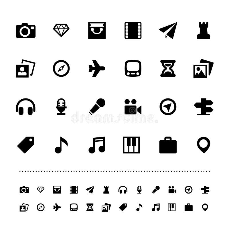 Retina travel and entertainment icon set royalty free illustration
